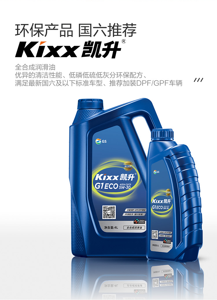 GS (Kixx) 凱升G1 ECO 全合成機油 5W-30 C3級 藍凱系列 1L-第2張圖片-鄭州市冠恒貿易有限公司【官方網站】-車用潤滑油服務專家